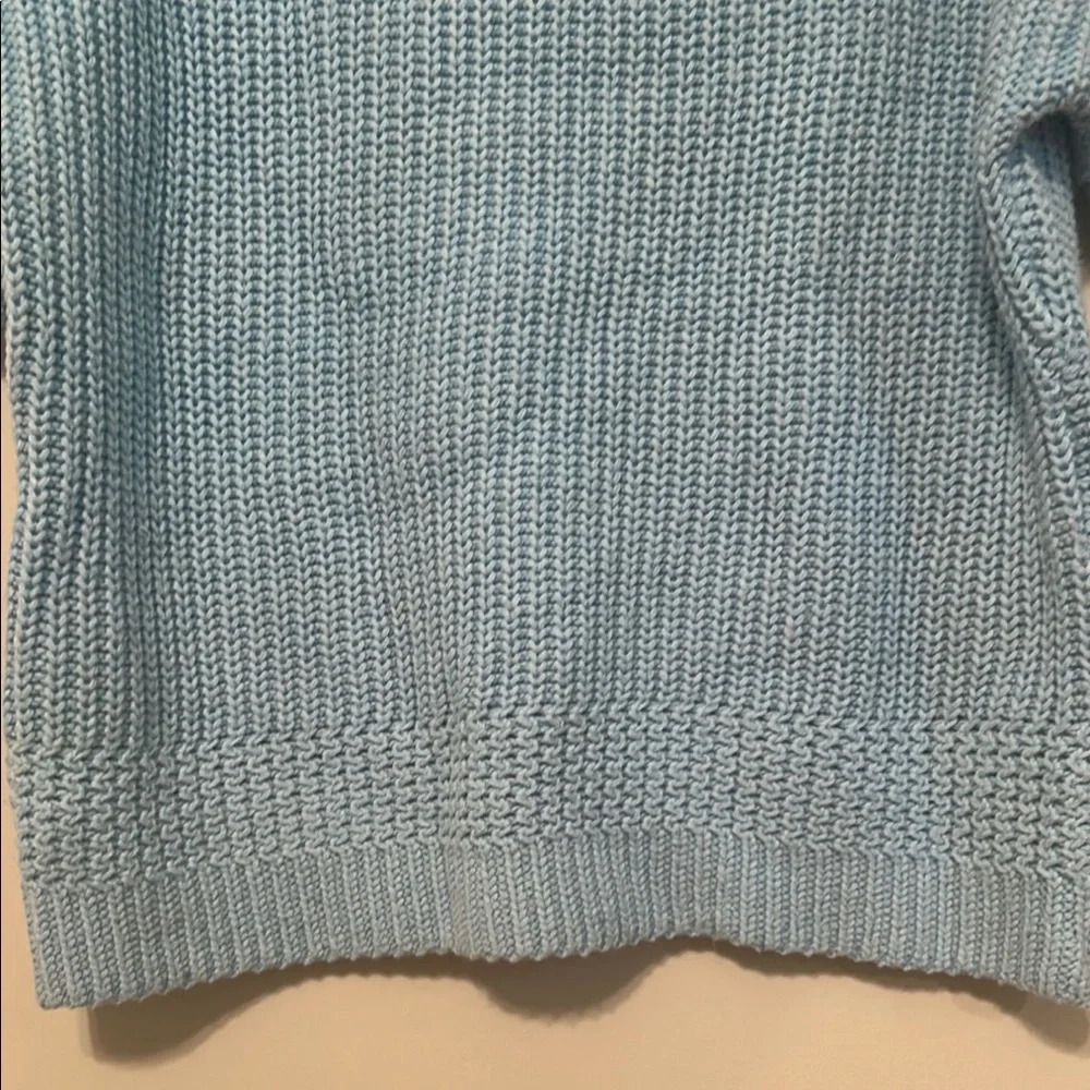 Women’s Lands' End Blue Crew Neck Sweater with Ribbed Texture - Picture 6 of 7